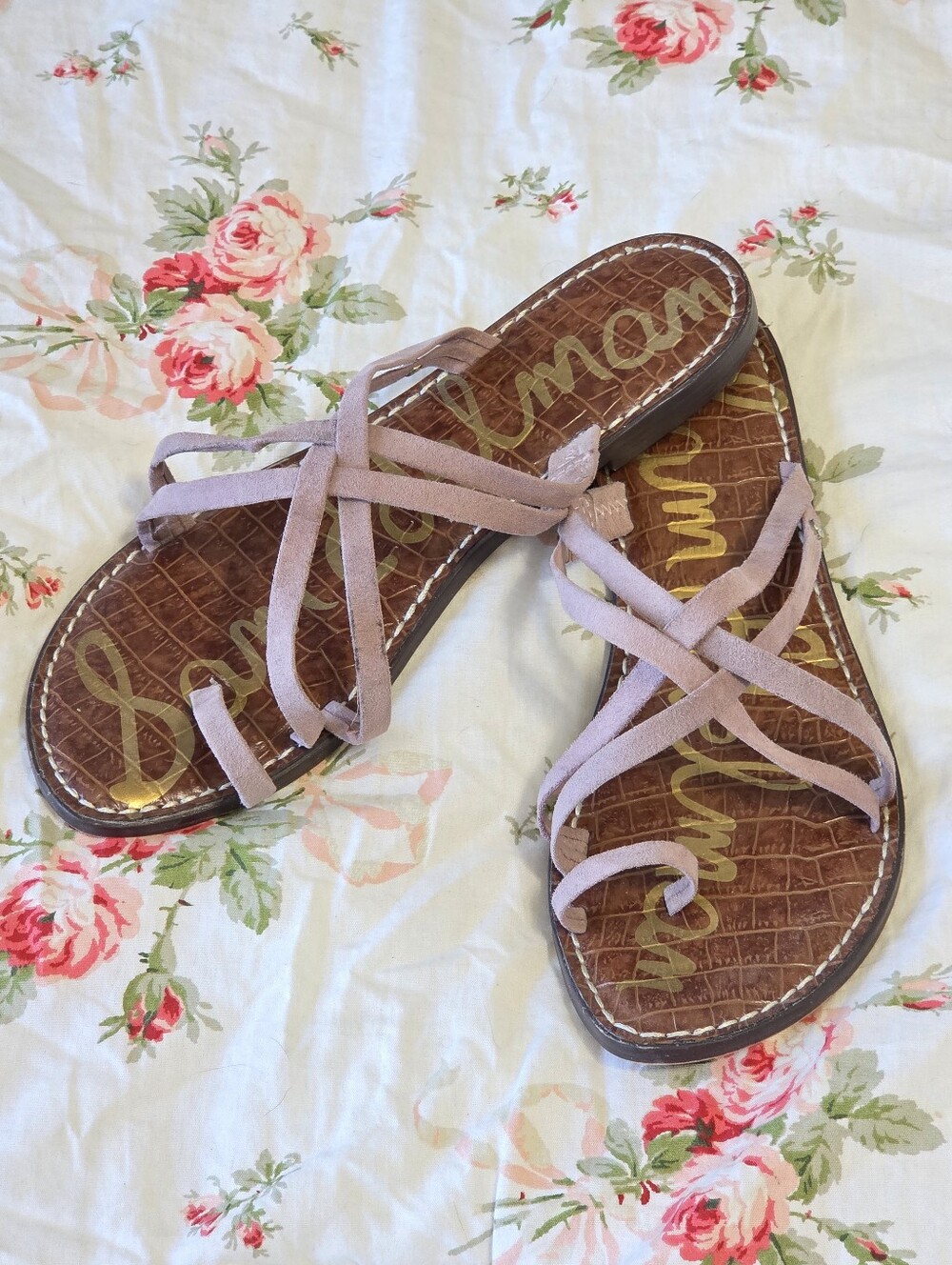 ​Sam Edelman Pink Fabric Multi Strap Flat Gladiator Sandals Sz 8.5 Boho-Chic - Picture 6 of 11